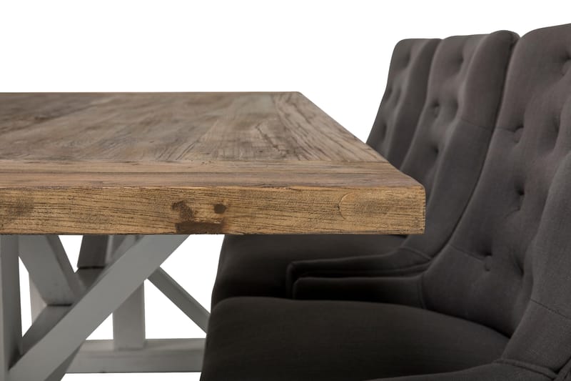 Lyon Forlengningsbar Spisegruppe 200 cm med 6 Viktoria Stol - Natur/Hvit/Grå - Møbler - Bord - Spisegruppe