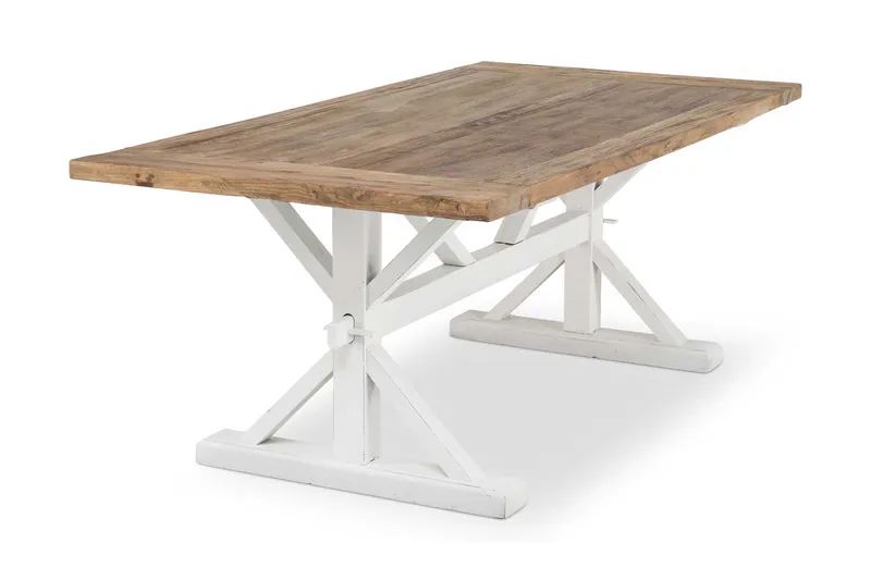 Lyon Forlengningsbar Spisegruppe 200 cm med 6 Viktoria Stol - Natur/Hvit/Grå - Møbler - Bord - Spisegruppe