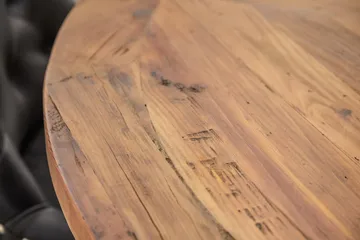 Lyon Rund Spisegruppe 150 cm med 6 Tuva Stoler - Brun Vintage Alm / Svart PU - Møbler - Bord - Spisegruppe