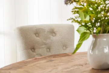 Lyon Spisegruppe Ø150 cm Rund med 4 Viktoria Stoler - Vintage Alm / Beige - Møbler - Bord - Spisegruppe