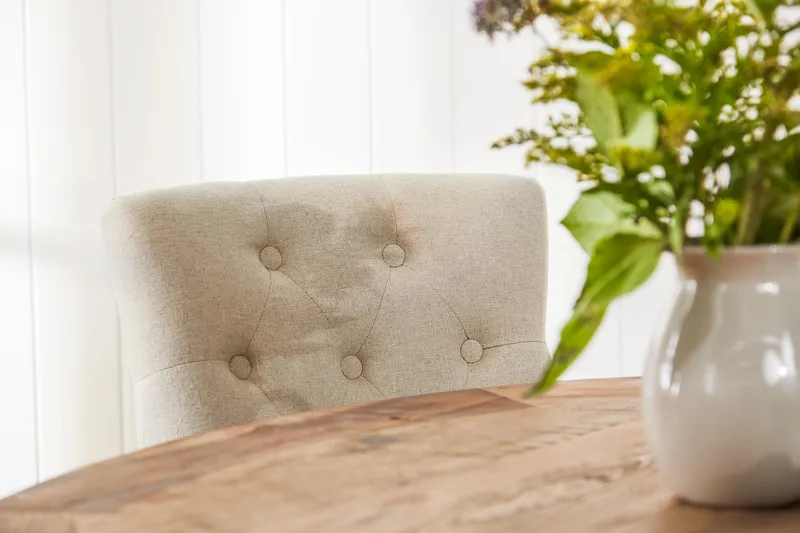 Lyon Spisegruppe Ø150 cm Rund med 4 Viktoria Stoler - Vintage Alm / Beige - Møbler - Bord - Spisegruppe