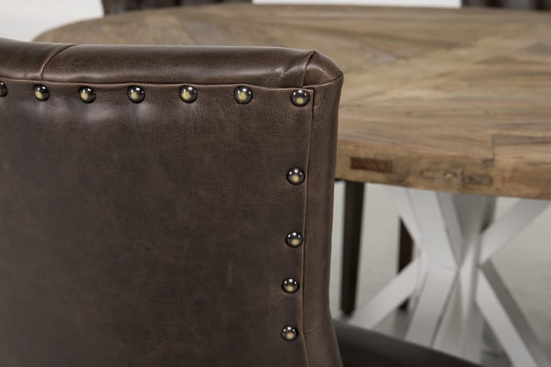 Lyon Spisegruppe Ø150 cm Rund med 6 Tuva Stoler - Vintage Natur/Hvit/Brun - Møbler - Bord - Spisegruppe