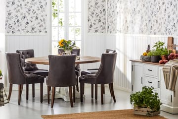 Lyon Spisegruppe Ø150 cm Rund med 6 Tuva Stoler - Vintage Natur/Hvit/Brun - Møbler - Bord - Spisegruppe