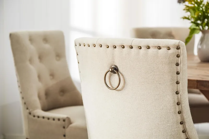 Lyon Spisegruppe Ø150 cm Rund med 6 Viktoria Stoler - Vintage Alm/Beige - Møbler - Bord - Spisegruppe