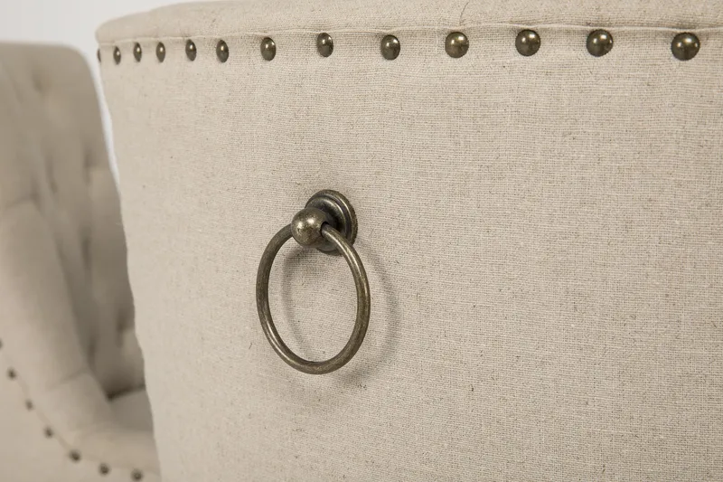 Lyon Spisegruppe Ø150 cm Rund med 6 Viktoria Stoler - Vintage Natur / Hvit / Beige - Møbler - Bord - Spisegruppe