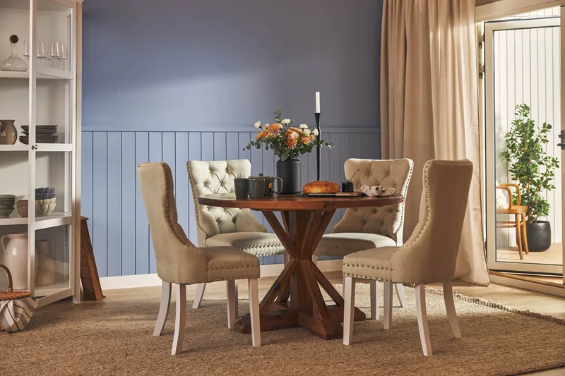 Lyon Spisegruppe 120 cm Rund inkl. 4 Bergviken Stoler - Brun - Møbler - Bord - Spisegruppe