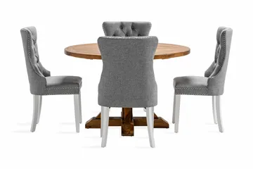 Lyon Spisegruppe 120 cm Rund inkl. 4 Bergviken Stoler - Brun - Møbler - Bord - Spisegruppe