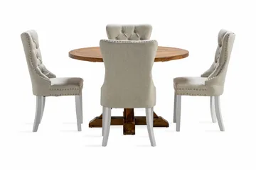 Lyon Spisegruppe 120 cm Rund inkl. 4 Bergviken Stoler - Brun - Møbler - Bord - Spisegruppe