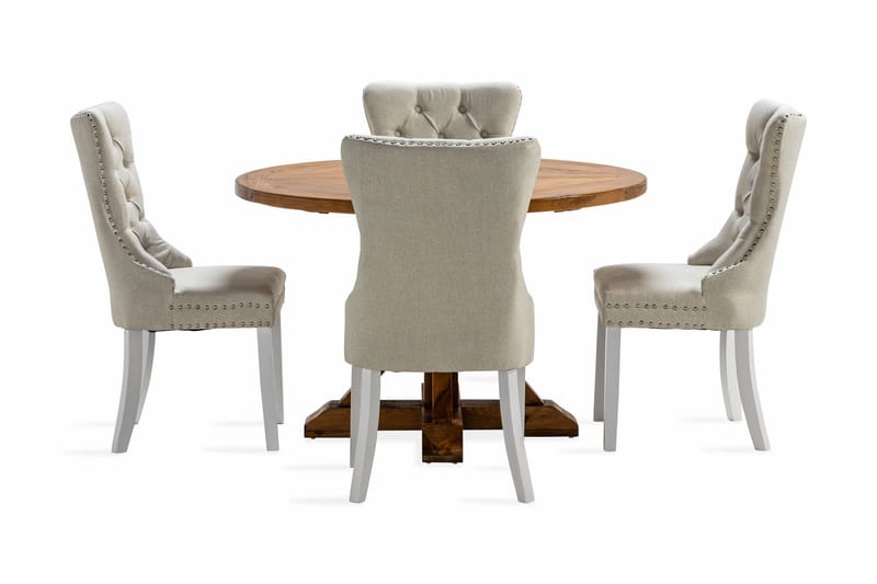 Lyon Spisegruppe 120 cm Rund inkl. 4 Bergviken Stoler - Brun - Møbler - Bord - Spisegruppe