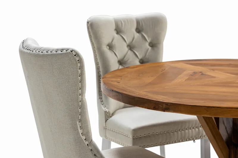 Lyon Spisegruppe 120 cm Rund inkl. 4 Bergviken Stoler - Brun - Møbler - Bord - Spisegruppe