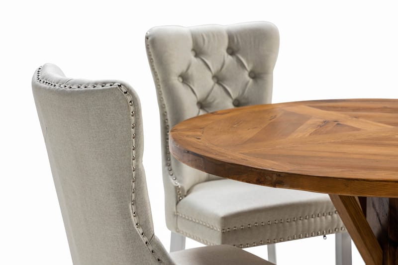 Lyon Spisegruppe 120 cm Rund inkl. 4 Bergviken Stoler - Brun - Møbler - Bord - Spisegruppe