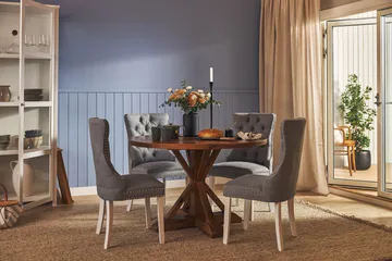 Lyon Spisegruppe 120 cm Rund inkl. 4 Bergviken Stoler - Brun - Møbler - Bord - Spisegruppe