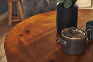 Lyon Spisegruppe 120 cm Rund inkl. 4 Bergviken Stoler - Brun/Hvit - Møbler - Bord - Spisegruppe