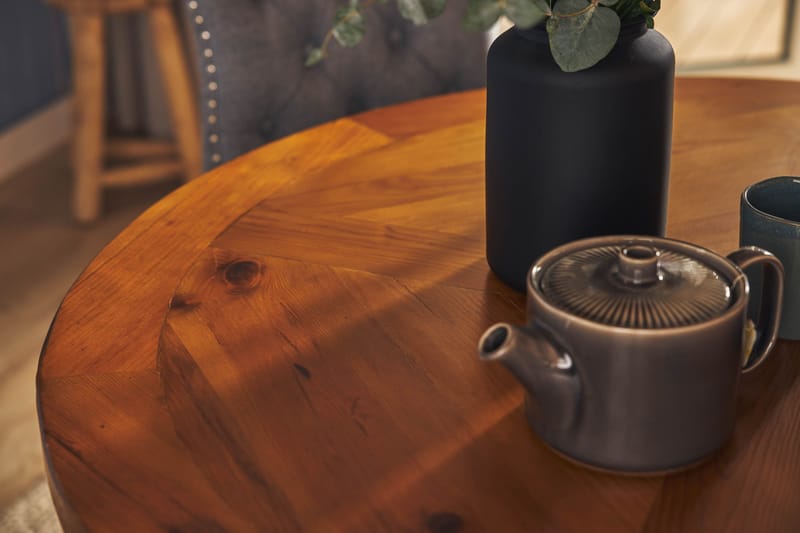 Lyon Spisegruppe 120 cm Rund inkl. 4 Bergviken Stoler - Brun/Hvit - Møbler - Bord - Spisegruppe