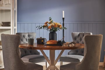 Lyon Spisegruppe 120 cm Rund inkl. 4 Bergviken Stoler - Brun/Hvit - Møbler - Bord - Spisegruppe