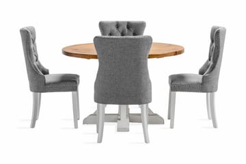 Lyon Spisegruppe 120 cm Rund inkl. 4 Bergviken Stoler - Brun/Hvit - Møbler - Bord - Spisegruppe