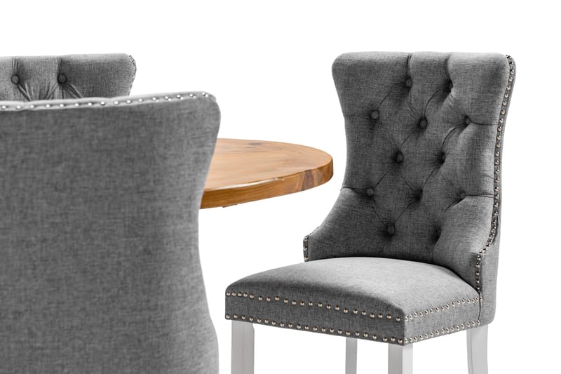 Lyon Spisegruppe 120 cm Rund inkl. 4 Bergviken Stoler - Brun/Hvit - Møbler - Bord - Spisegruppe