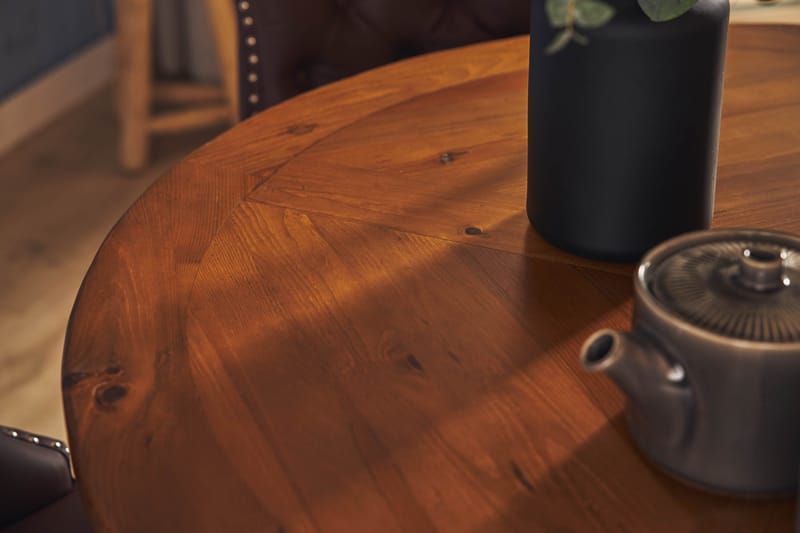 Lyon Spisegruppe 120 cm Rund med 4 Bergviken Stoler Kunstlær - Brun - Møbler - Bord - Spisegruppe