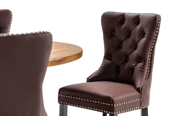 Lyon Spisegruppe 120 cm Rund med 4 Bergviken Stoler Kunstlær - Brun - Møbler - Bord - Spisegruppe