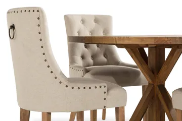 Lyon Spisegruppe 120 cm Rundt spisebord i Tre med 4 Viktoria Stoler - Tre / Beige - Møbler - Bord - Spisegruppe
