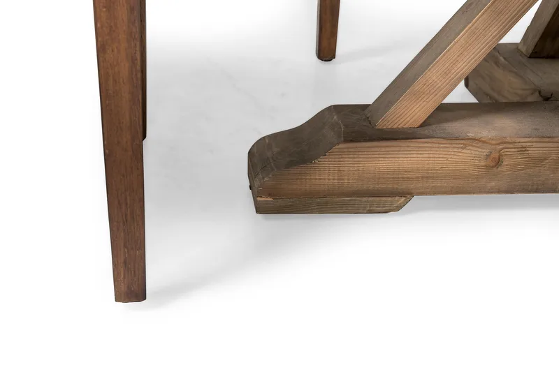 Lyon Spisegruppe 150 cm Rund med 4 Tuva Lenestol - Vintage Alm/Brun PU - Møbler - Bord - Spisegruppe