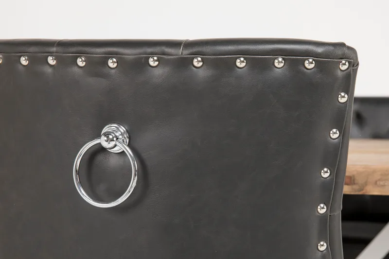 Lyon Spisegruppe 150 cm Rund med 4 Tuva Lenestol - Vintage Alm/Hvit/Svart PU - Møbler - Bord - Spisegruppe