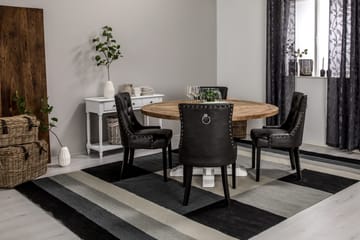 Lyon Spisegruppe 150 cm Rund med 4 Tuva Lenestol - Vintage Alm/Hvit/Svart PU - Møbler - Bord - Spisegruppe