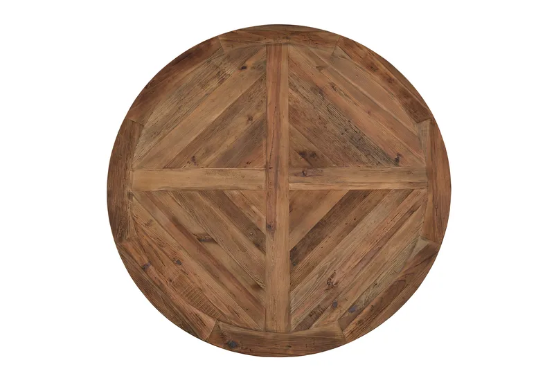 Lyon Spisegruppe 150 cm Rund med 4 Tuva Lenestol - Vintage Alm/Hvit/Svart PU - Møbler - Bord - Spisegruppe