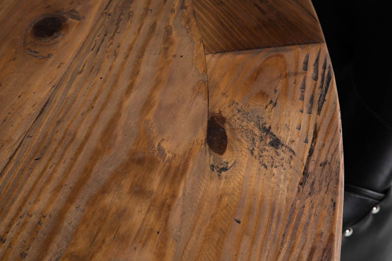 Lyon Spisegruppe 150 cm Rund med 4 Tuva Lenestol - Vintage Alm/Svart PU - Møbler - Bord - Spisegruppe