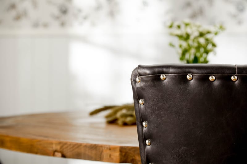 Lyon Spisegruppe 150 cm Rund med 4 Tuva Lenestol - Vintage Alm/Svart PU - Møbler - Bord - Spisegruppe