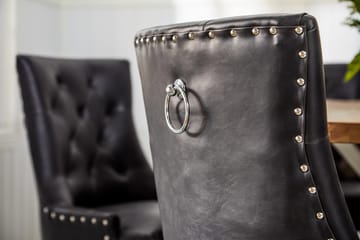 Lyon Spisegruppe 150 cm Rund med 6 Tuva Lenestol - Vintage Alm/Hvit/Svart PU - Møbler - Bord - Spisegruppe