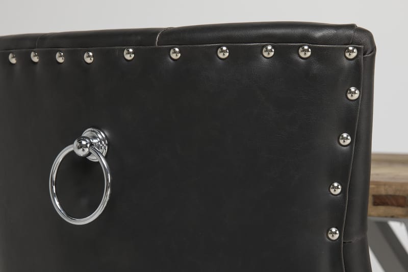 Lyon Spisegruppe 150 cm Rund med 6 Tuva Lenestol - Vintage Alm/Hvit/Svart PU - Møbler - Bord - Spisegruppe