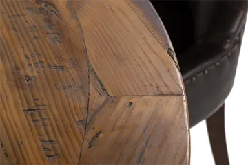 Lyon Spisegruppe 150 cm Rundt Mørkt Tre med 6 Tuva Stoler - Vintage Alm / Brun PU - Møbler - Bord - Spisegruppe