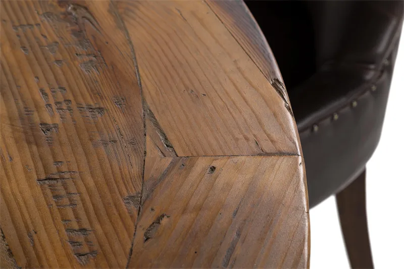 Lyon Spisegruppe 150 cm Rundt Mørkt Tre med 6 Tuva Stoler - Vintage Alm / Brun PU - Møbler - Bord - Spisegruppe