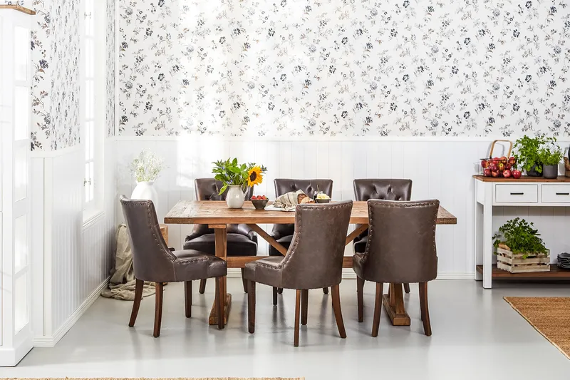 Lyon Spisegruppe 200 + 6 Stoler Uttrekkbart spisebord - Natur / Brun - Møbler - Bord - Spisegruppe