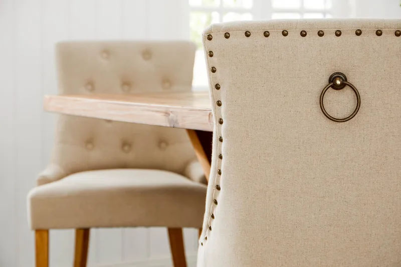 Lyon Spisegruppe 200 cm + 6 Stoler Uttrekkbart Spisebord med Tilleggsplate - Brunt Tre / Natur Beige - Møbler - Bord - Spisegruppe