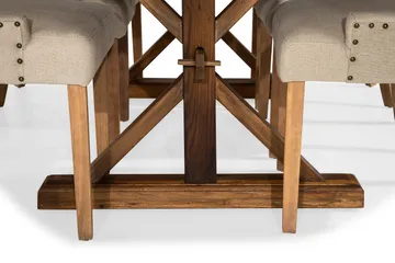 Lyon Spisegruppe 200 cm + 6 Stoler Uttrekkbart Spisebord med Tilleggsplate - Brunt Tre / Natur Beige - Møbler - Bord - Spisegruppe