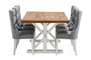 Lyon Spisegruppe 200 cm inkl. 6 Bergviken Stoler - Brun/Hvit - Møbler - Bord - Spisegruppe