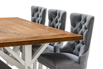Lyon Spisegruppe 200 cm inkl. 6 Bergviken Stoler - Brun/Hvit - Møbler - Bord - Spisegruppe