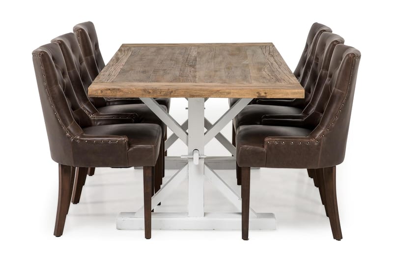 Lyon Spisegruppe 200 cm med 6 Tuva Stol - Natur/Hvit/Brun - Møbler - Bord - Spisegruppe