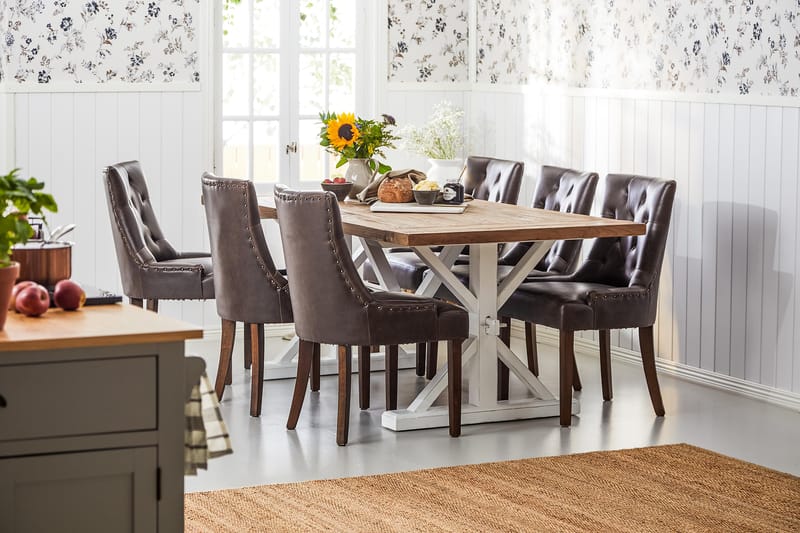 Lyon Spisegruppe 200 cm med 6 Tuva Stol - Natur/Hvit/Brun - Møbler - Bord - Spisegruppe