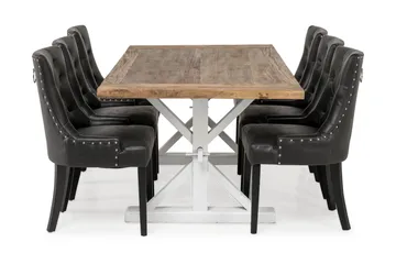 Lyon Spisegruppe 200 cm med 6 Tuva Stol - Natur/Hvit/Svart - Møbler - Bord - Spisegruppe