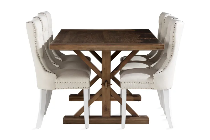 Lyon Spisegruppe 200x100 cm inkl 6 Bergviken Stoler - Brun - Møbler - Bord - Spisegruppe