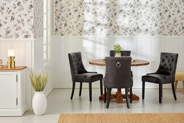 Lyon Spisegruppe Rund med 4 Tuva Lenestoler Kunstlær - Tre/Svart PU - Møbler - Bord - Spisegruppe