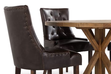 Lyon Spisegruppe Rund med 4 Tuva Lenestoler Kunstlær - Tre/Svart PU - Møbler - Bord - Spisegruppe