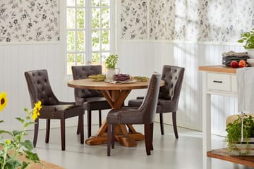 Lyon Spisegruppe Rund med 4 Tuva Lenestoler Kunstlær - Tre/Svart PU - Møbler - Bord - Spisegruppe