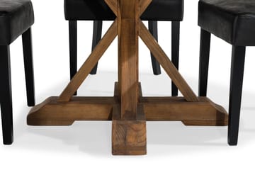 Lyon Spisegruppe Rund med 4 Tuva Lenestoler Kunstlær - Tre/Svart PU - Møbler - Bord - Spisegruppe