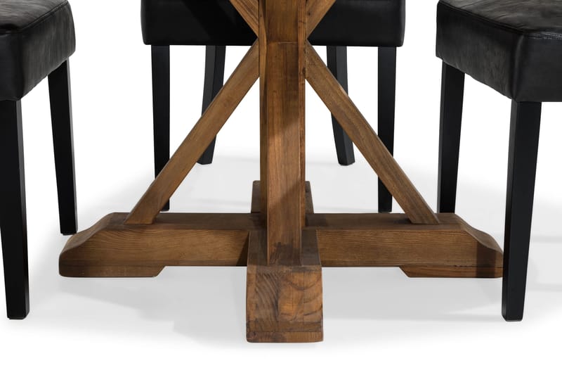 Lyon Spisegruppe Rund med 4 Tuva Lenestoler Kunstlær - Tre/Svart PU - Møbler - Bord - Spisegruppe