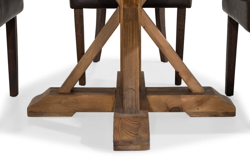 Lyon Spisegruppe Rund med 4 Tuva Lenestoler Kunstlær - Tre/Svart PU - Møbler - Bord - Spisegruppe