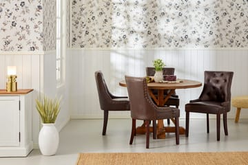 Lyon Spisegruppe Rund med 4 Tuva Lenestoler Kunstlær - Tre/Svart PU - Møbler - Bord - Spisegruppe